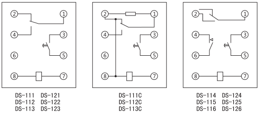 DS-122時間繼電器內部接線及外引接線圖(背視圖)圖片