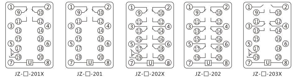 JZY（J)-17靜態中間繼電器內部接線圖及外引接線圖