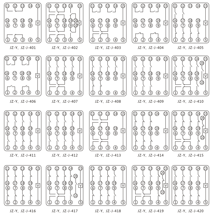 JZY（J)-220靜態中間繼電器內部接線圖及外引接線圖