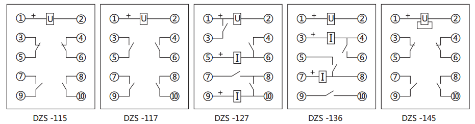 DZS-145延時中間繼電器內部接線圖及外引接線圖