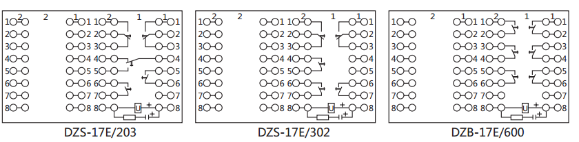 DZS-17E/600延時中間繼電器內(nèi)部接線及外引接線圖(背視) DZS-17E/600延時中間繼電器內(nèi)部接線及外引接線圖(背視)